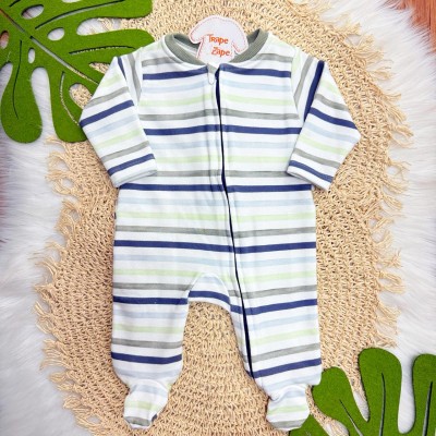 Macacão de Moletinho listrado com abertura em zíper-  verde